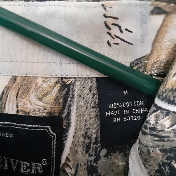 North River Crappie Bass Fishing Shirt Mens M Short Sleeve Button Up Fish Nature - Picture 7 of 10